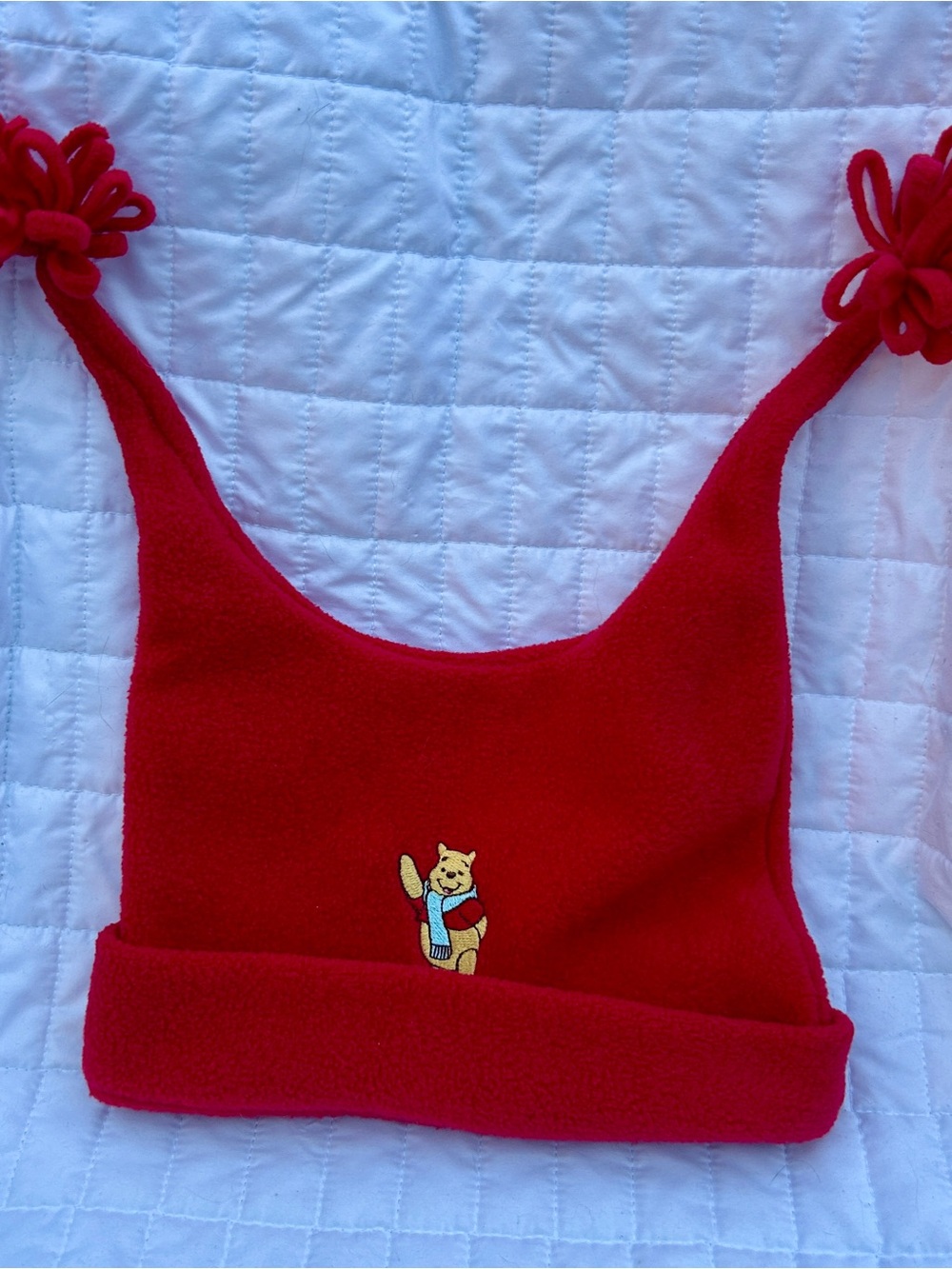 VTG Y2K Disney Store Winnie The Pooh Novelty Fleece Double Tassel Beanie M Kids